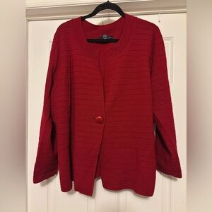 Jones New York Red Button-Up Cardigan